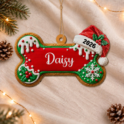 Personalized Custom Shape Wood Ornament - Dog Bone Gingerbread Christmas Ornament - Gift for Dog Lovers