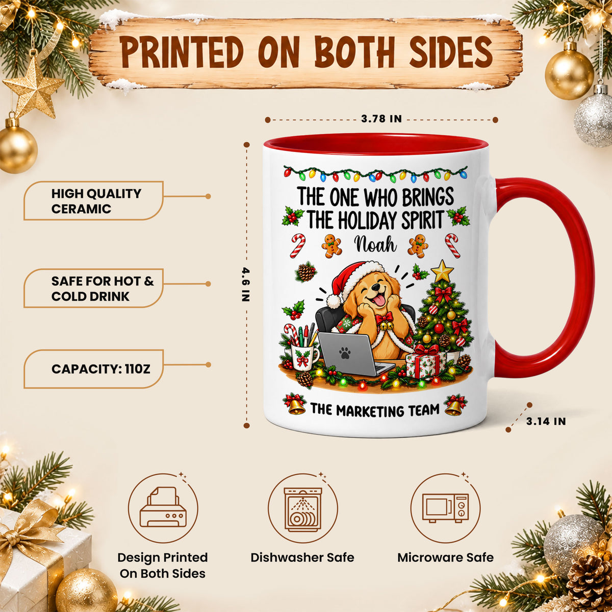Personalized Christmas Mug for Coworkers - Custom Name Funny Office Coffee Cup - Christmas Gift for Coworkers, Colleagues