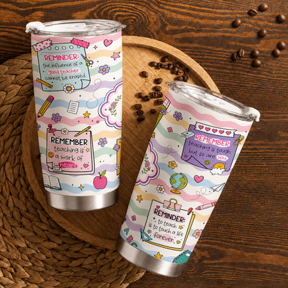 Teacher Notes Tumbler - Inspirational Sticky Notes for Teachers - Custom Teacher Name Travel Mug, Teacher Appreciation Gift