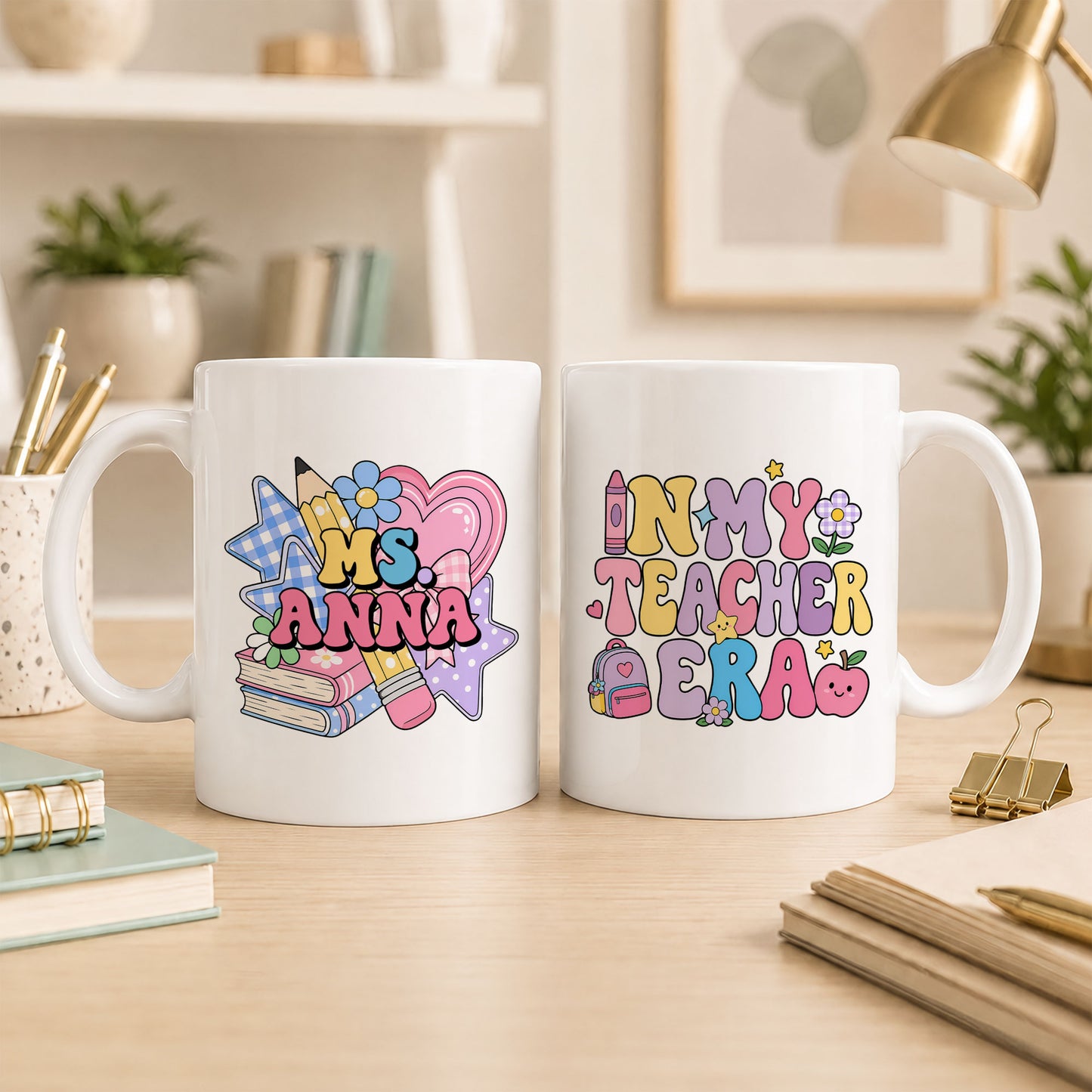 Pastel Groovy Teacher Mug - In My Teacher Era - Personalized Gift for Teachers