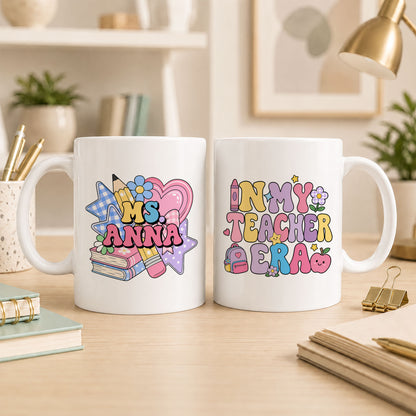 Pastel Groovy Teacher Mug - In My Teacher Era - Personalized Gift for Teachers