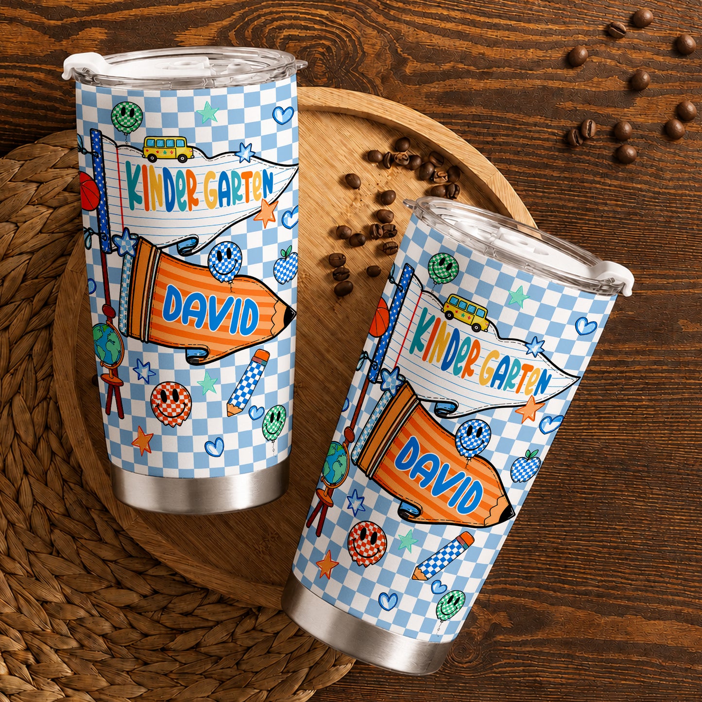 Personalized Back to School Tumbler - Custom Name & Class for Teachers and Students, Pastel Bow 20oz Travel Cup
