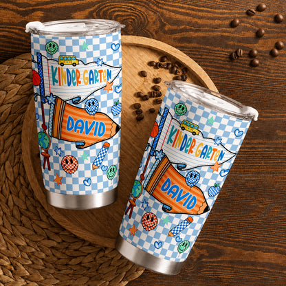 Personalized Back to School Tumbler - Custom Name & Class for Teachers and Students, Pastel Bow 20oz Travel Cup
