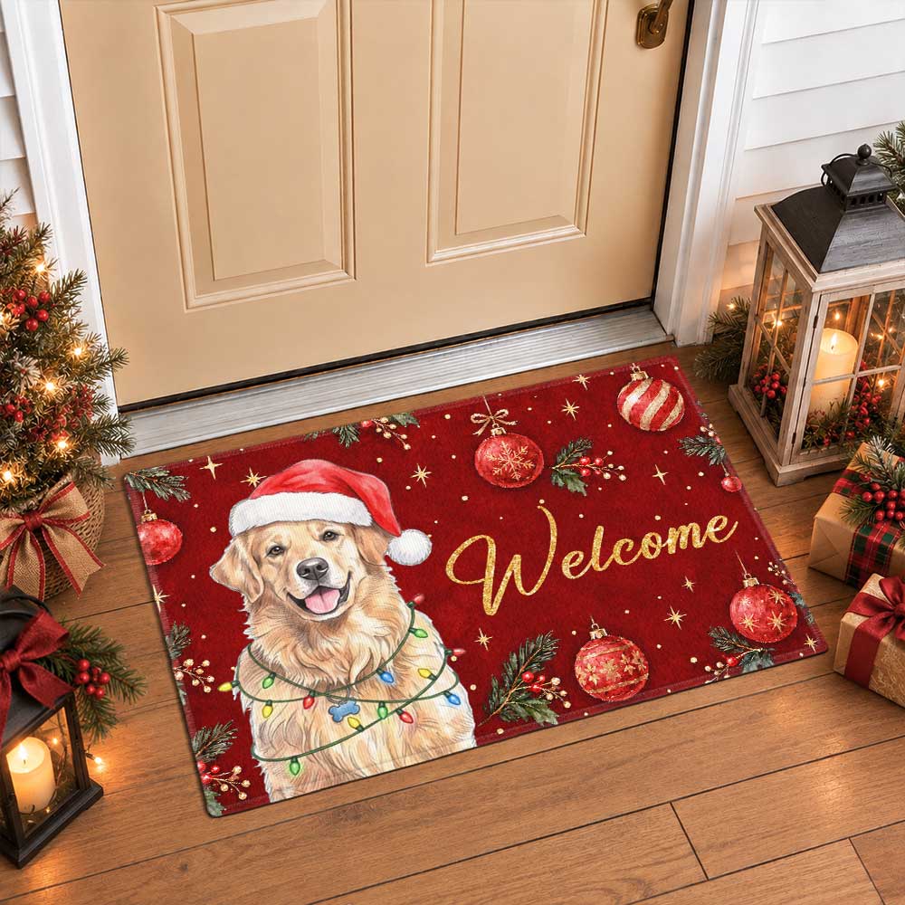 Personalized Christmas Doormat – Custom Pet Portrait Welcome Door Mat - Christmas Gift for Pet Lovers