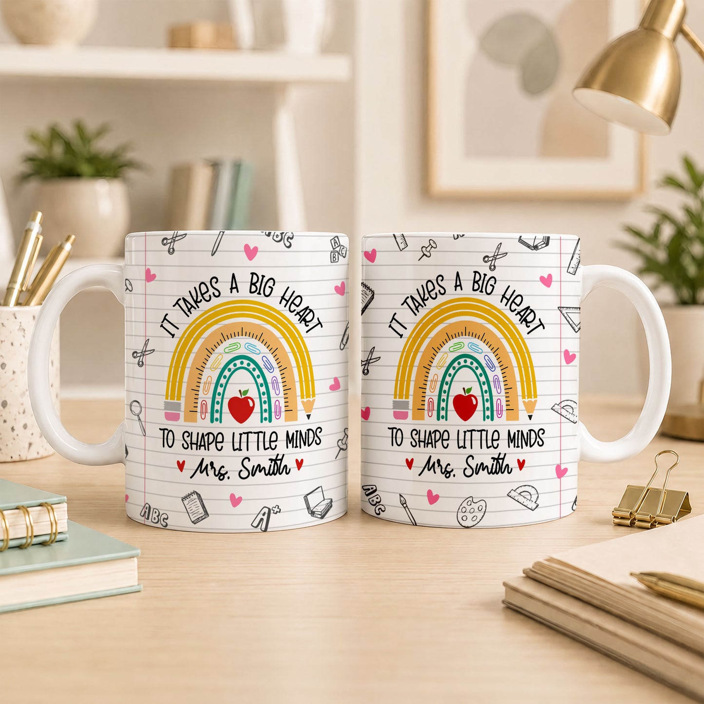 Back to School Personalized Teacher Mug, Custom Name Coffee Mug, Teacher Appreciation Gift for Preschool, Kindergarten & Elementary Teachers