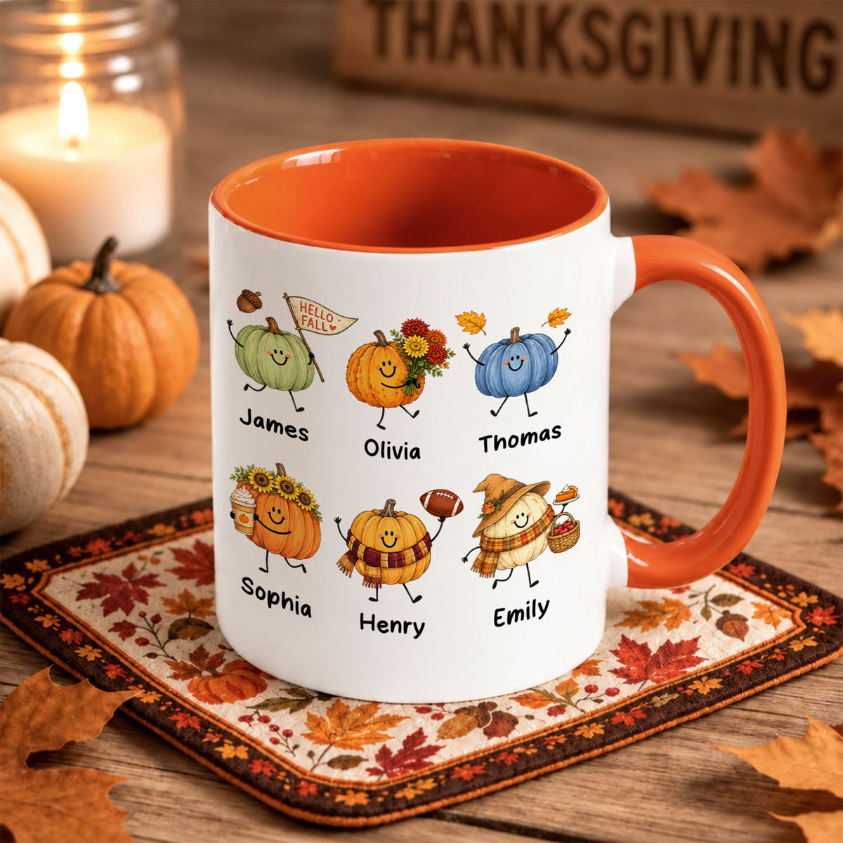 Personalized Thanksgiving Mug - The Cutest Pumpkins Call Me Mimi - Thanksgiving Gift for Mom, Grandma