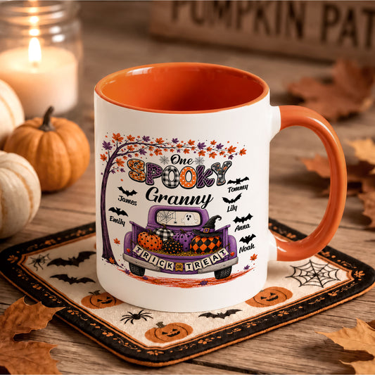 Personalized Halloween Accent Mug - One Spooky Granny Coffee Cup - Halloween Gift for Grandma, Mom