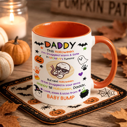 Personalized Baby's First Halloween Mug for New Dad, From Baby Bump - Halloween Gift for New Family