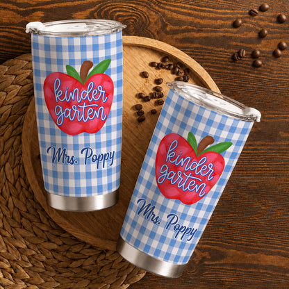 Gingham Teacher Tumbler - Personalized Teacher To Go Cup - Back To School Teacher Gift