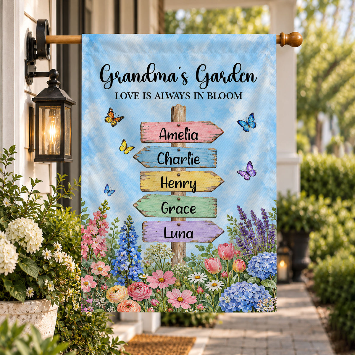 Personalized Garden Flag - Grandma's Garden Love is Always in Bloom - Gift for Grandma, Mom
