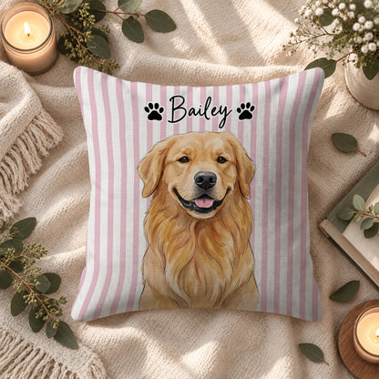 Personalized Pet Pillow - Custom Pet Portrait Watercolor Pillow - Pet Lover Gift