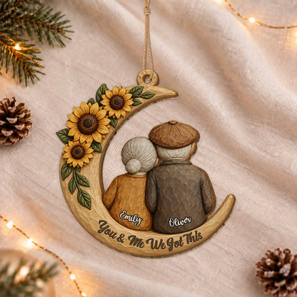 Personalized Custom Shape Wood Ornament - Growing Old Together Couple Ornament - Christmas Gift for Old Couples, Parents