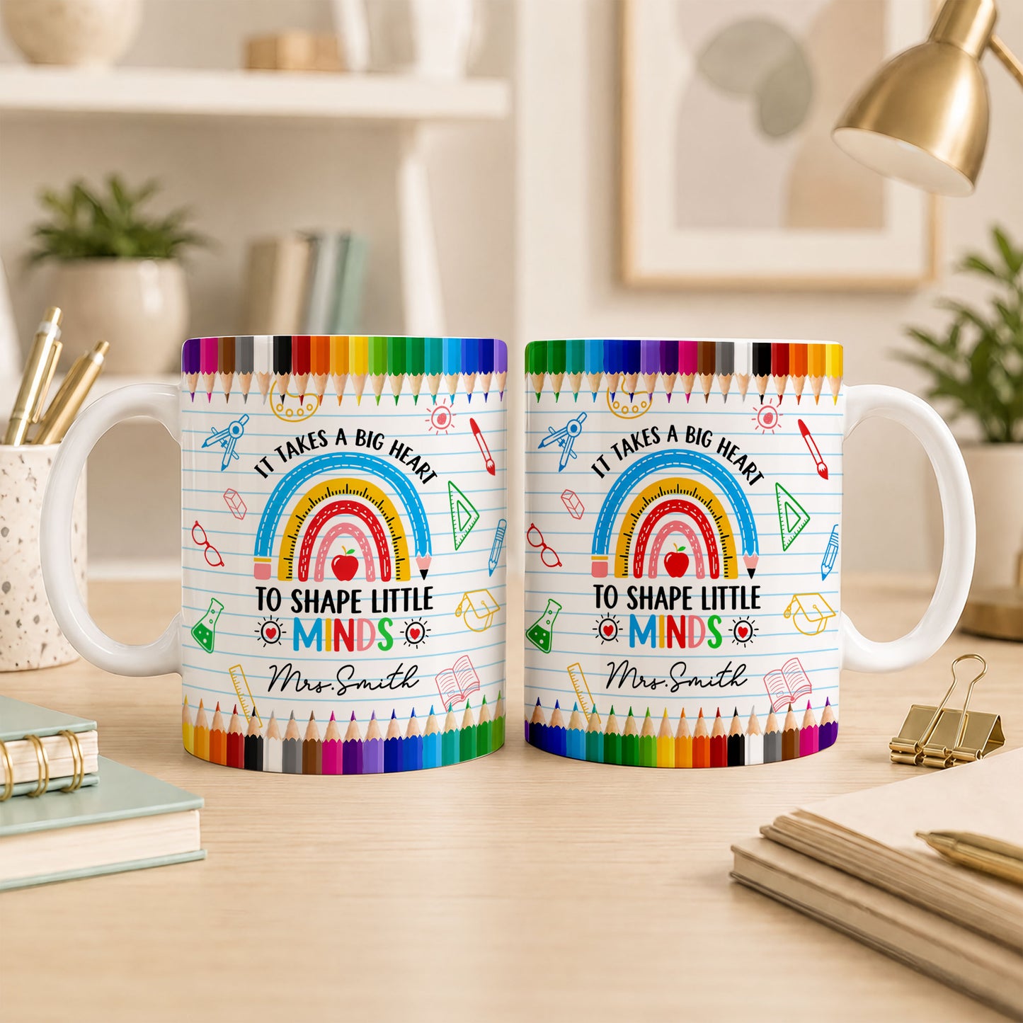 Back to School Personalized Teacher Mug, Custom Name Coffee Mug, Teacher Appreciation Gift for Preschool, Kindergarten & Elementary Teachers