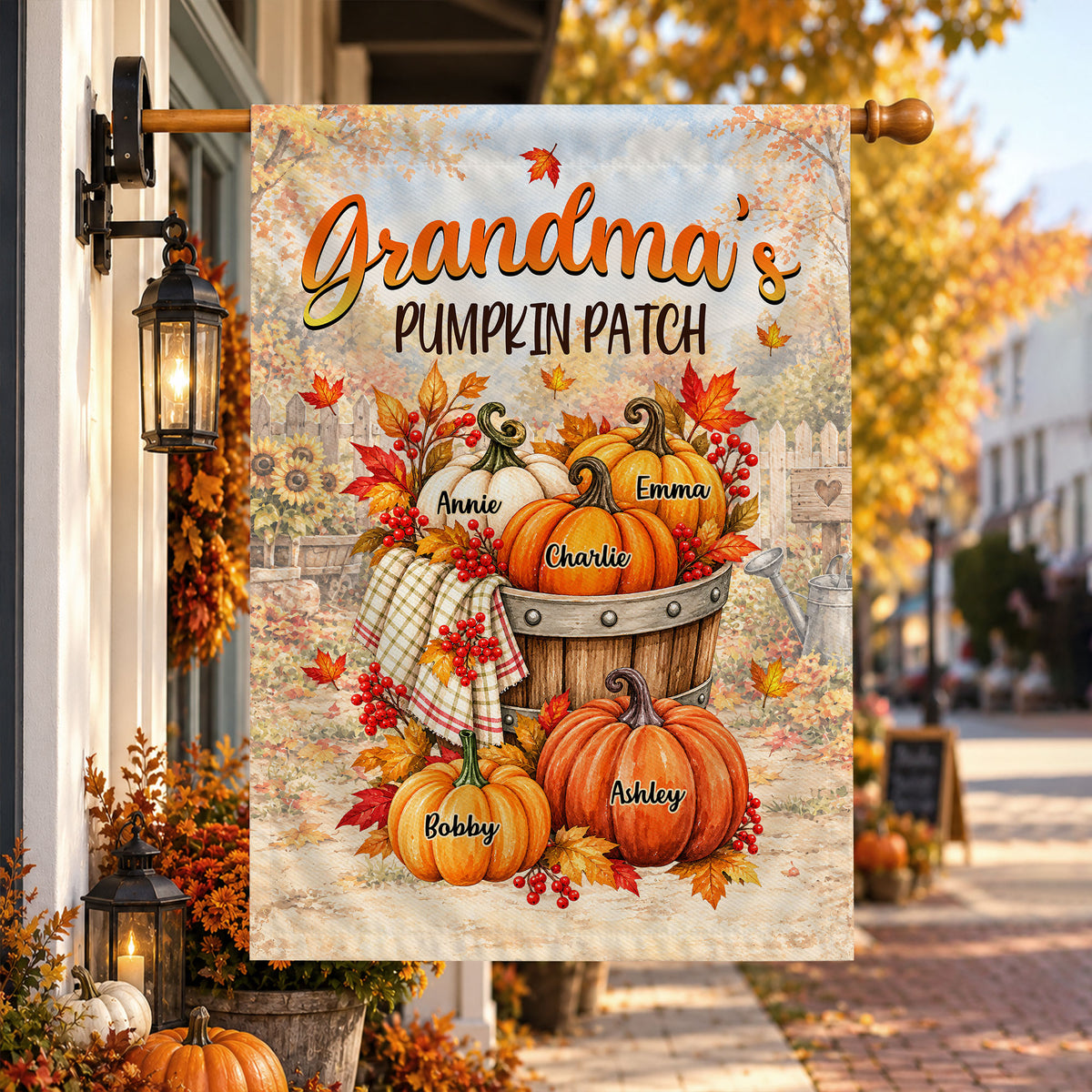 Personalized Thanksgiving Garden Flag - Grandma's Pumpkin Patch - Thanksgiving Porch Decor