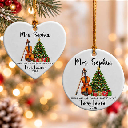Personalized Music Teacher Christmas Ornament - Custom Violin Teacher Thank You Gift - Christmas Gift 2026