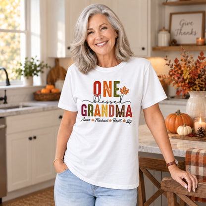 Personalized Thanksgiving Shirt - One Blessed Grandma - Custom Fall Gift for Grandma, Mom