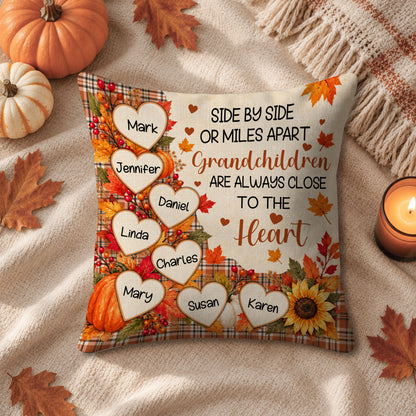 Personalized Thanksgiving Pillow – Grandchildren Are Always Close to the Heart - Thanksgiving Gift for Grandparents