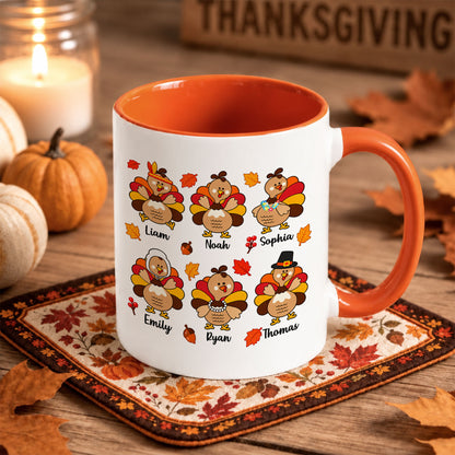 Personalized Thanksgiving Mug - One Thankful Grandma Turkey Mug - Thanksgiving Gift for Family