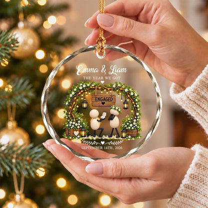 Personalized Gift Engagement Glass Ornament, Custom Couple Names Christmas, Engaged 2026 Christmas Gift For Couple