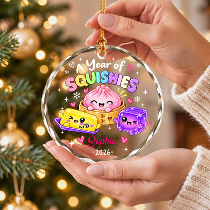 Personalized Squishies Christmas Ornament, Custom Name Year Keepsake, Christmas Gift for Kids