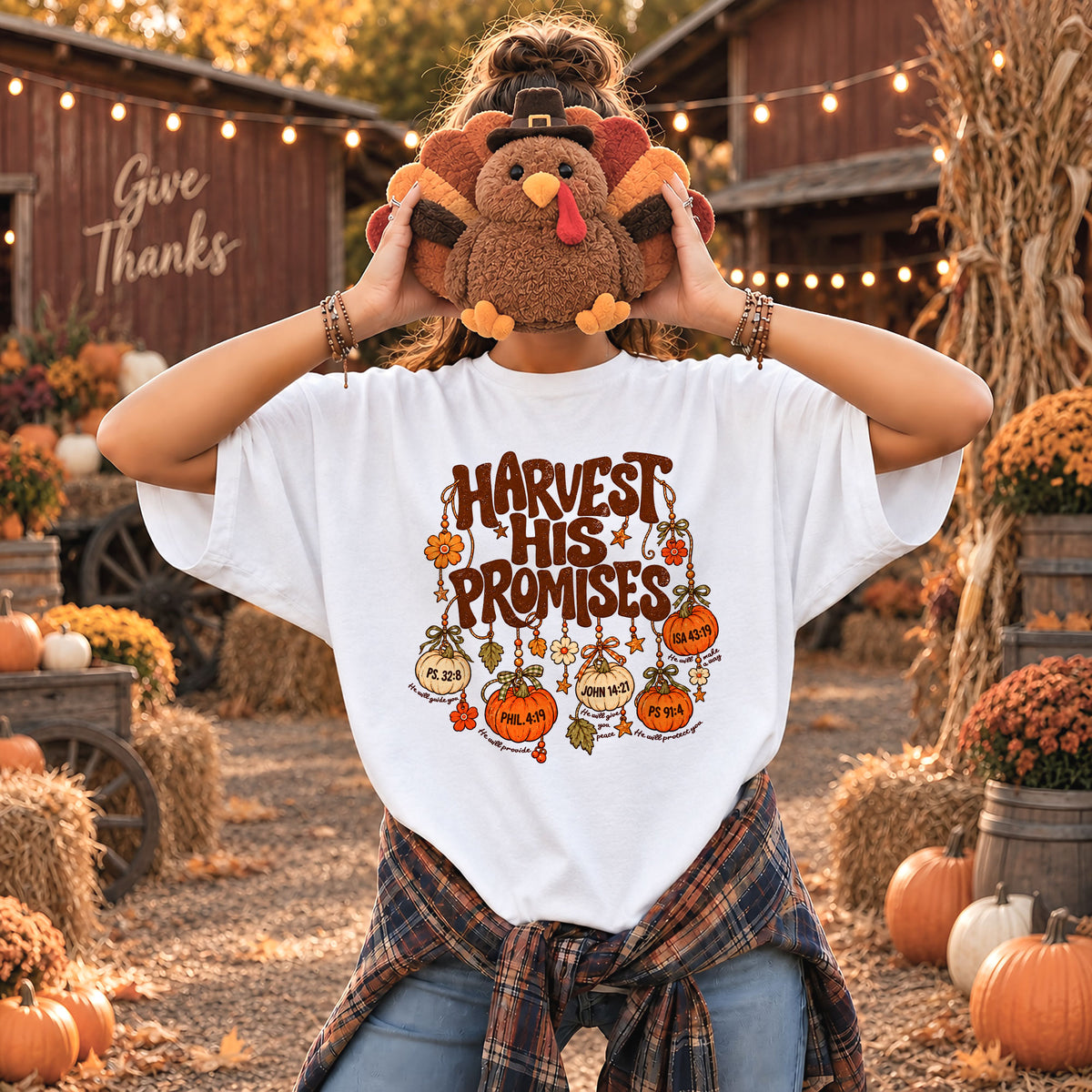 Thanksgiving Christian Shirt  - Harvest His Promises - Thanksgiving Gift for Friends, Self Gift