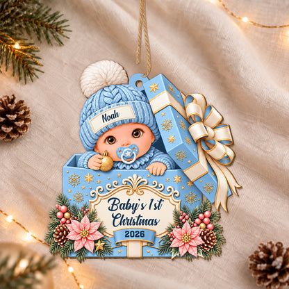 Personalized Custom Shape Wood Ornament - Baby's First Christmas 2026 - Christmas Keepsake Gift