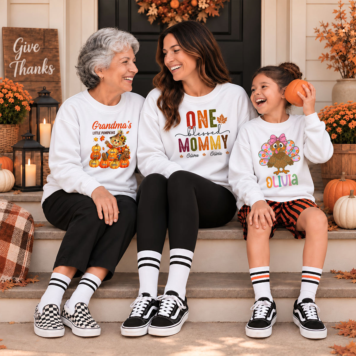 Personalized Thanksgiving Shirt - Custom Grandma's Little Pumpkins - Fall Gift for Grandma, Mom