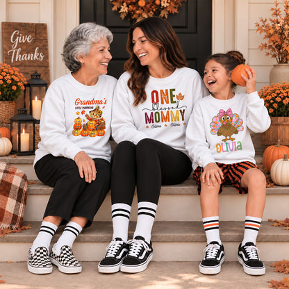 Personalized Thanksgiving Shirt - Custom Grandma's Little Pumpkins - Fall Gift for Grandma, Mom