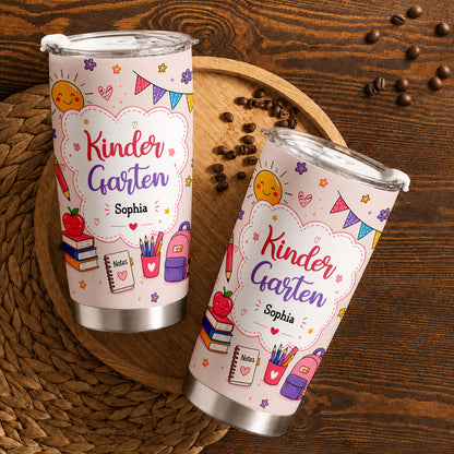 Personalized Back to School Tumbler - Custom Name & Class for Teachers and Students, Pastel Bow 20oz Travel Cup