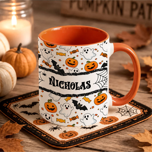 Personalized Halloween Name Mug - Cute Spooky Halloween Accent Mug, Personalized Fall Drinkware, Halloween Lovers Gift