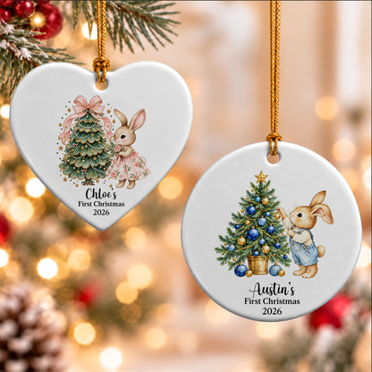 Personalized First Christmas Ornament 2026 - Baby's First Christmas Ceramic Ornament - Newborn Gift