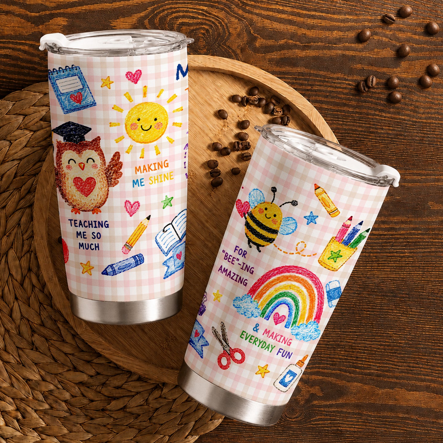 Thank You Teacher Tumbler - Custom Teacher Name Travel Cup - Meaningful Gift for Teachers