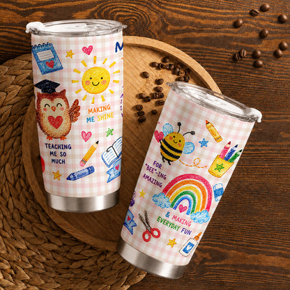 Thank You Teacher Tumbler - Custom Teacher Name Travel Cup - Meaningful Gift for Teachers