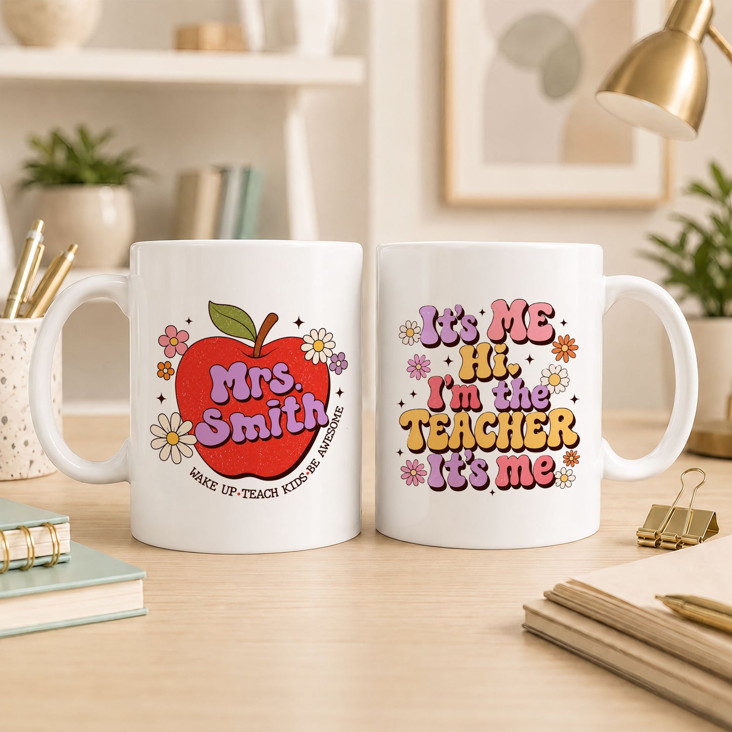 Retro Groovy Teacher Mug - It's Me I'm The Teacher - Personalized Gift for Teacher, Back To School 2026