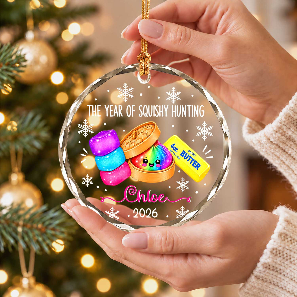 Personalized Squishies Christmas Ornament, Custom Name Year Keepsake, Christmas Gift for Kids