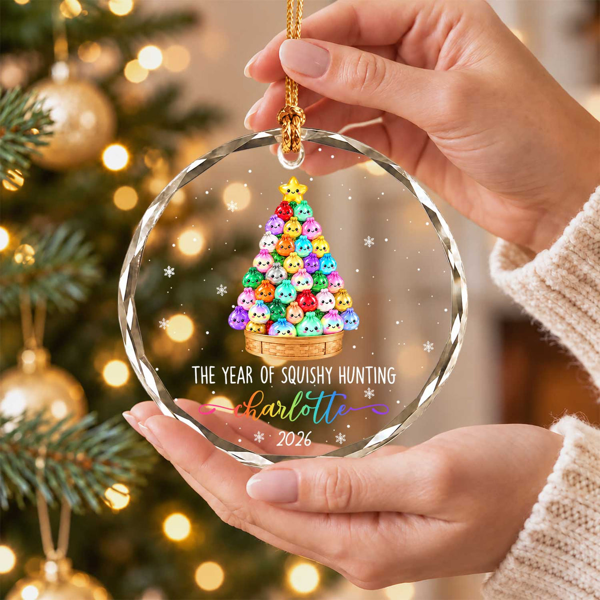 Personalized Squishies Christmas Ornament, Custom Name Year Keepsake, Christmas Gift for Kids