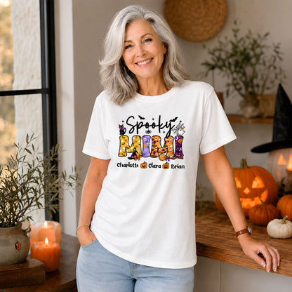 Personalized Halloween Sweatshirt - Spooky Mama - Custom Mama Grandma T-shirt Sweatshirt, Spooky Season Gift for Mom & Grandma