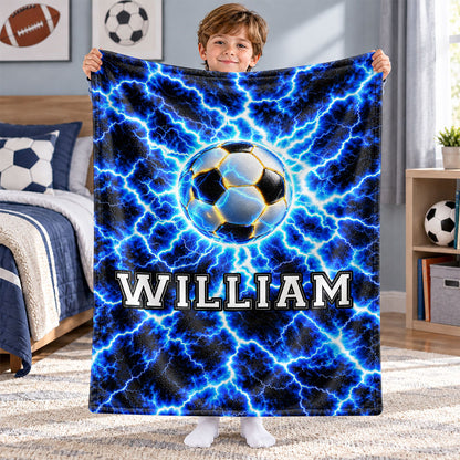 Personalized Sports Blanket - Custom Name Sport Blanket - Youth Athlete Gift for Boys