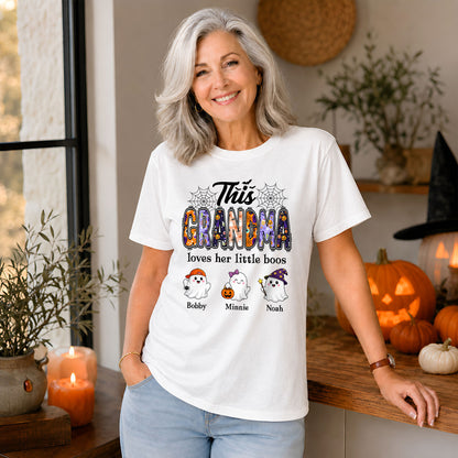 Personalized Halloween Mama Shirt - This Mama Loves Her Little Boos - Custom Mom Grandma Halloween T-shirt Sweatshirt - Spooky Season Gift