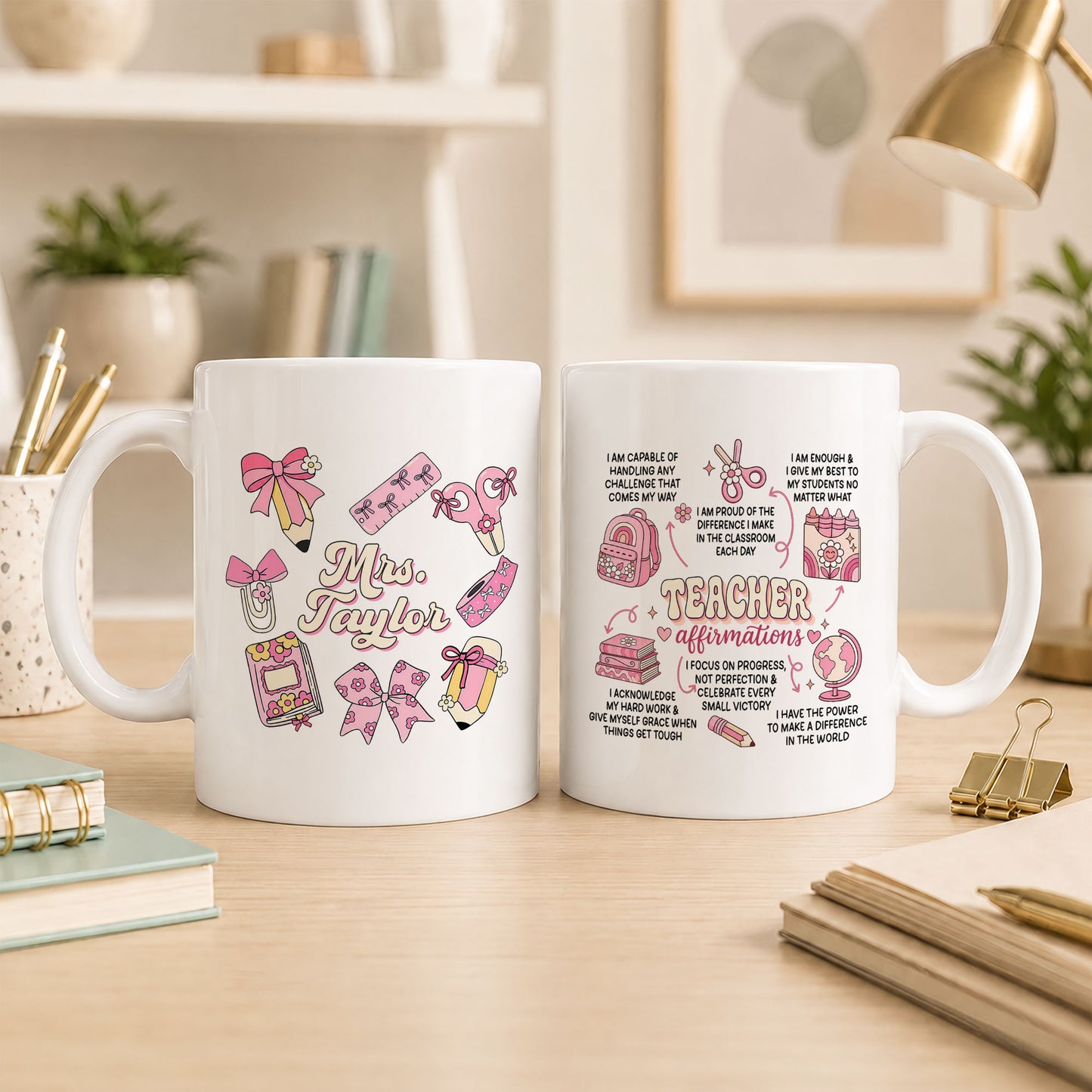 Teacher Affirmations Mug - Personalized Teacher Coffee Mug - Motivation Gift for Teachers