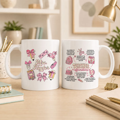 Teacher Affirmations Mug - Personalized Teacher Coffee Mug - Motivation Gift for Teachers