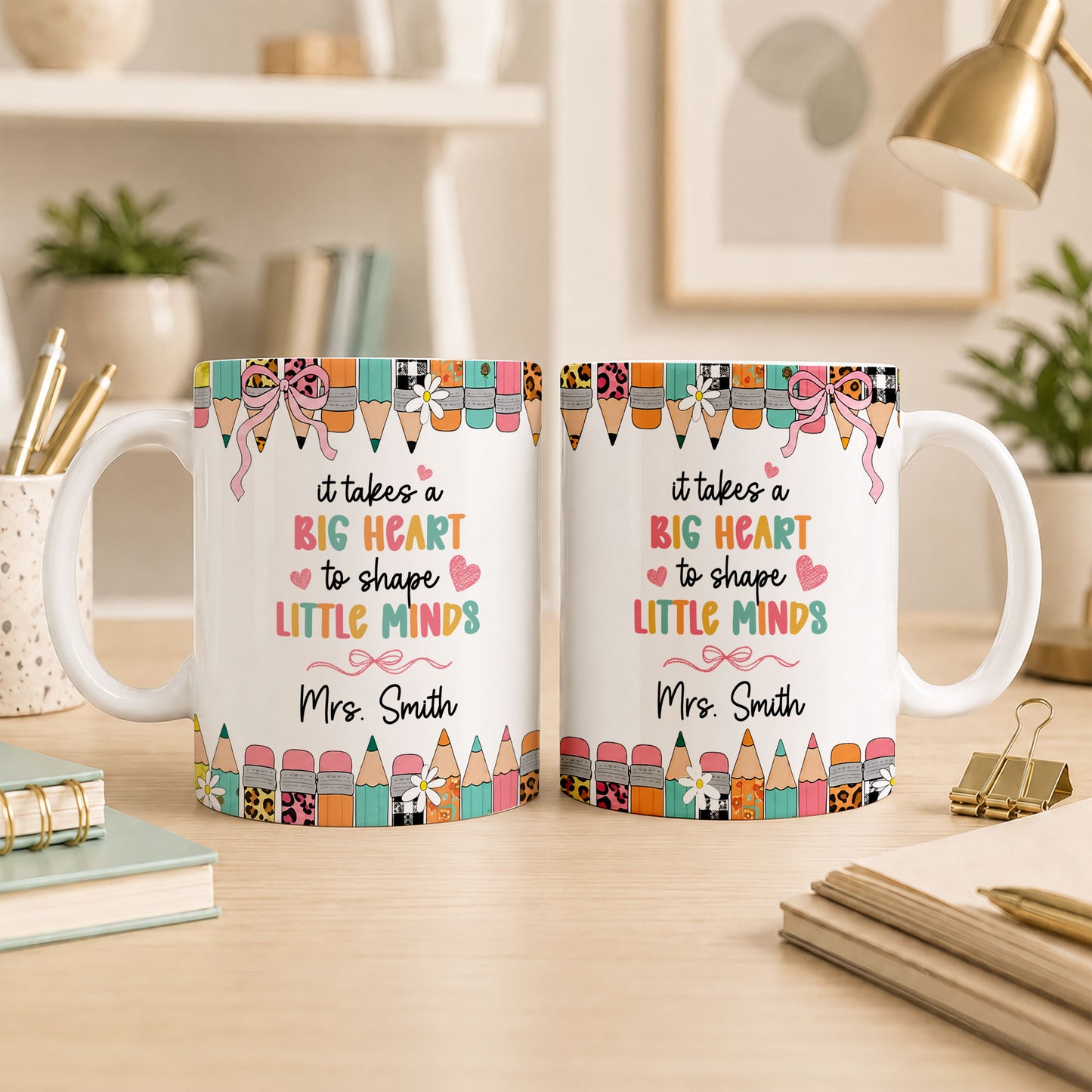 Back to School Personalized Teacher Mug, Custom Name Coffee Mug, Teacher Appreciation Gift for Preschool, Kindergarten & Elementary Teachers