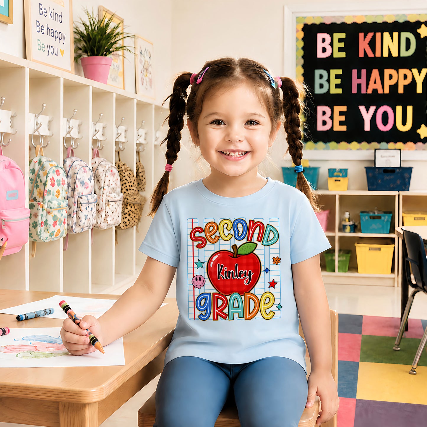 Personalized Colorful School Shirt - Custom Name & Grade Kid T-shirt - Back To School Gift for Boys & Girls