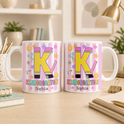 Personalized Hello Kindergarten Mug with Custom Grade & Name, Cute Goose School Coffee Mug, First Day of School Gift for Kids Students