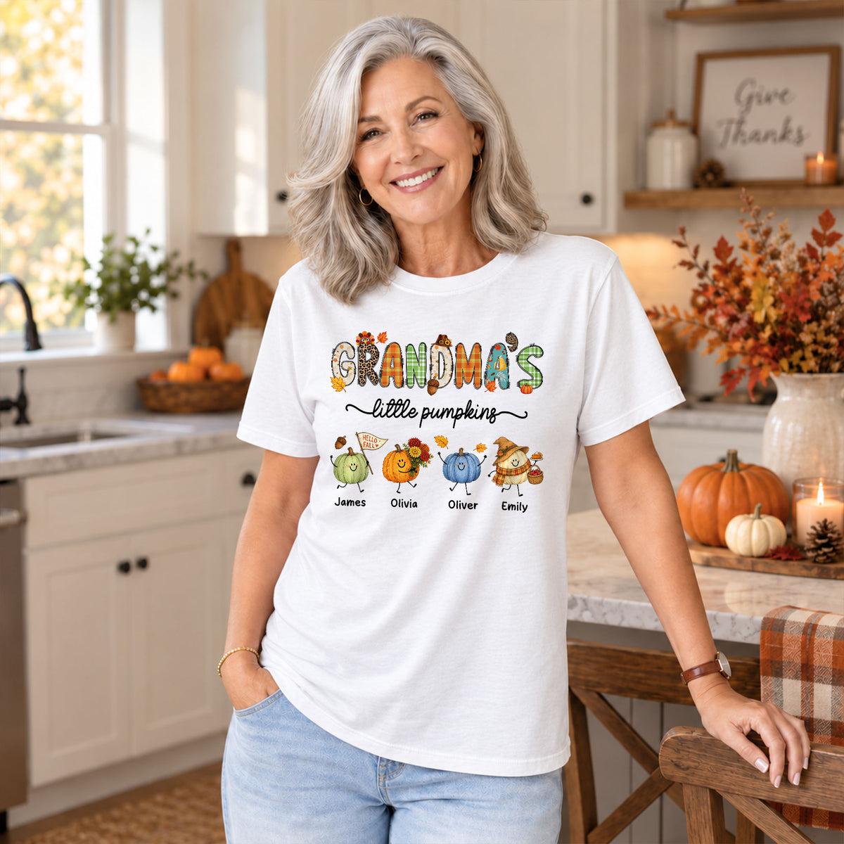 Personalized Thanksgiving Shirt - Grandma's Little Pumpkins Shirt - Gift for Grandma, Mom