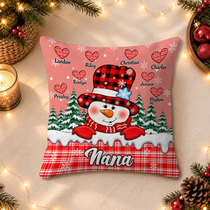 Personalized Christmas Pillow - Snowman Grandma Throw Pillow - Christmas Gift for Grandma, Mom