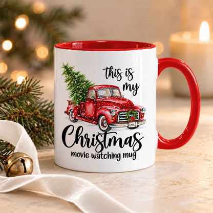 Christmas Movie Mug, Red Truck Christmas Tree Coffee Mug, Holiday Gift for Family