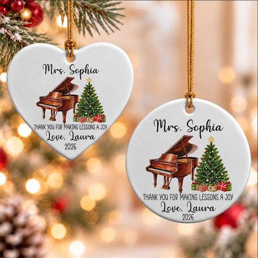 Personalized Music Teacher Christmas Ornament - Custom Piano Teacher Thank You Gift - Christmas Gift 2026