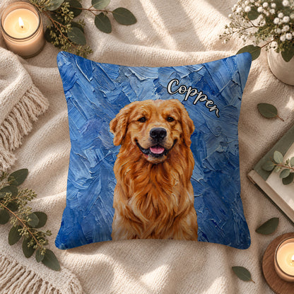 Personalized Pet Pillow - Custom Pet Portrait Oil Painting Pillow - Pet Lover Gift