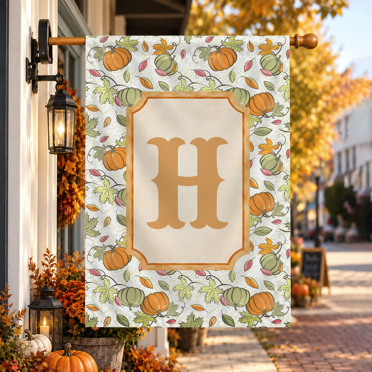 Personalized Thanksgiving Garden Flag - Custom Monogram Initial Flag - Thanksgiving Outdoor Gift